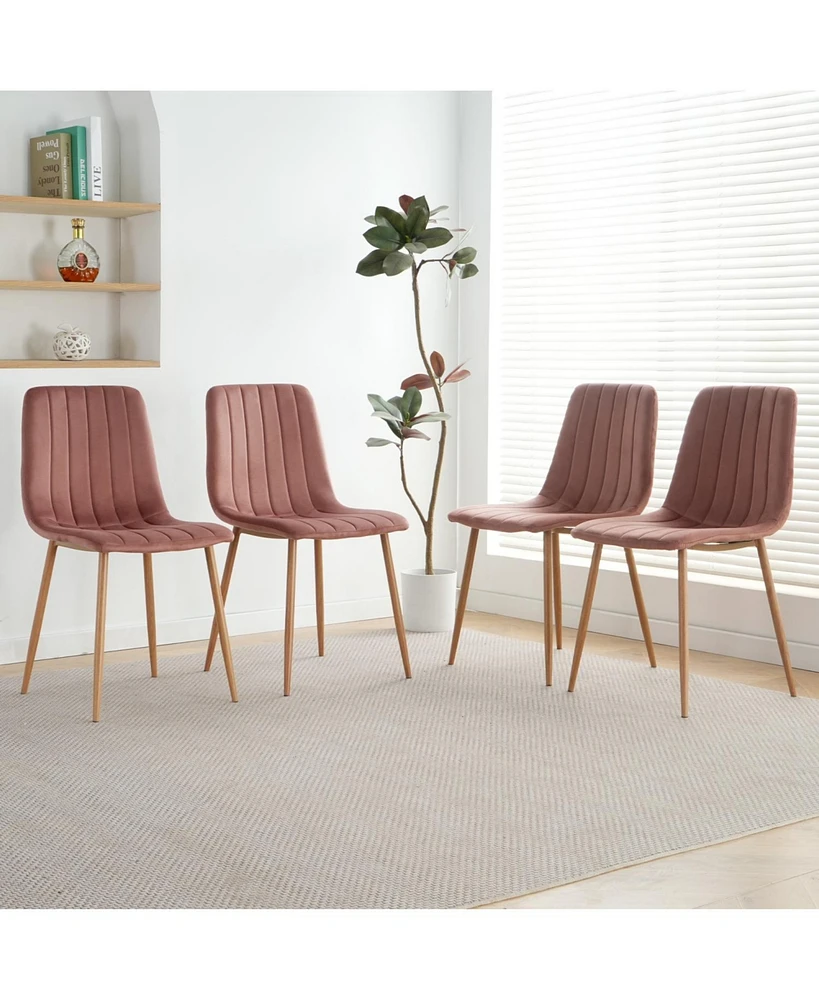 Pink Velvet Dining Chairs (Set of 4), Modern Upholstered Side Chair