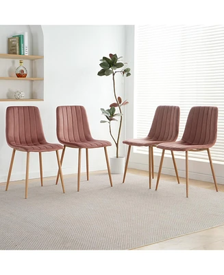 Pink Velvet Dining Chairs (Set of 4), Modern Upholstered Side Chair