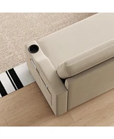 Convertible Sofa Bed with Storage, Recliner, and Cup Holder