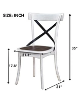 Elegant Round Dining Set with Antique White Base and Rich Walnut Top