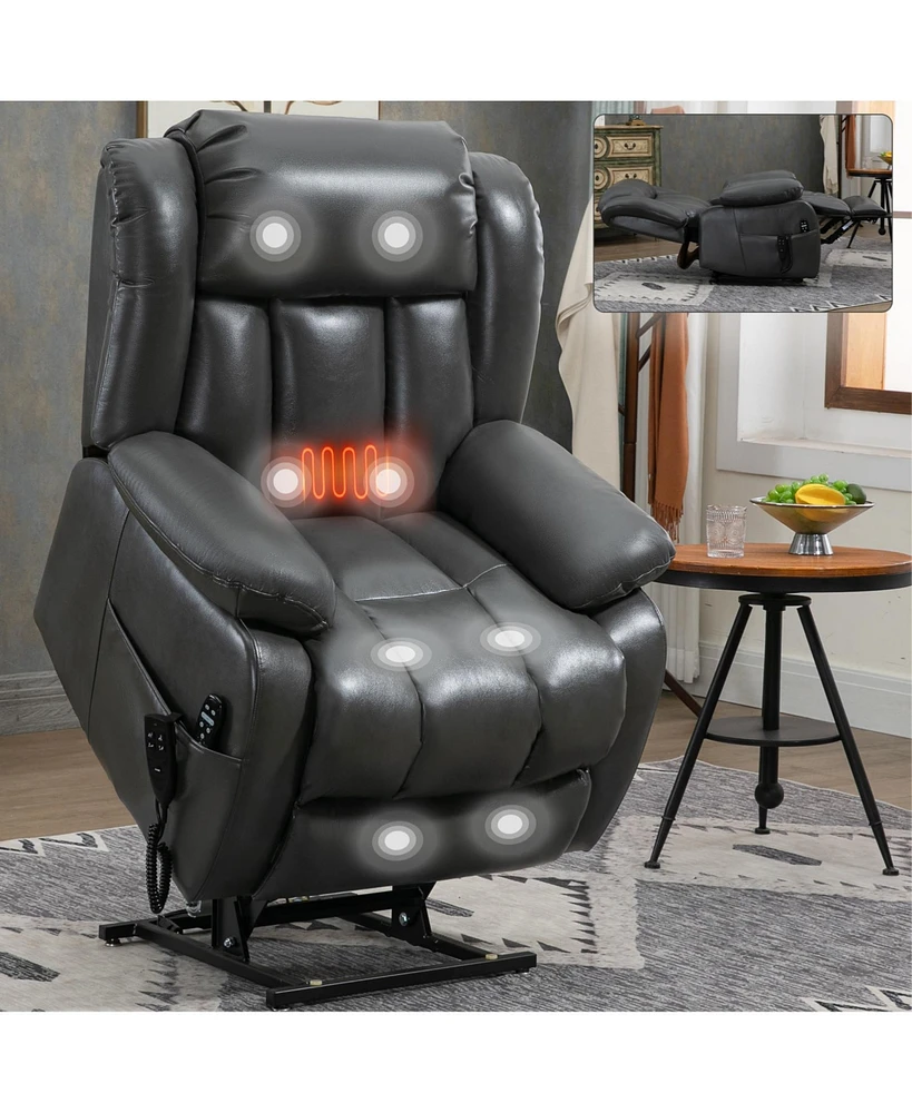 Electric Grey Power Lift Recliner with Vibration Massage and Heating