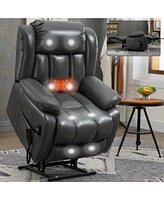Electric Grey Power Lift Recliner with Vibration Massage and Heating