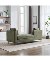 Modern Double-Sided Chaise Lounge with 4 Pillows and Rubberwood Legs