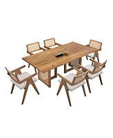 Mid-Century Dining Chairs (Set of 2), Upholstered Wooden Kitchen Chairs for Home, Office, or Restaurant