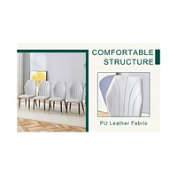 Pandora Marble Dining Table and Grey Pu Chairs with Widened Backrests