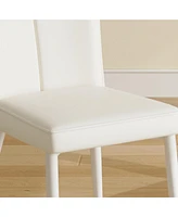 Modern Dining Chairs, White Upholstery and Metal Legs, Cream-Style, 6 Pieces