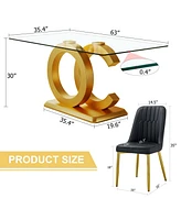 Clear Glass Desk & Chair Set for Home Comfort