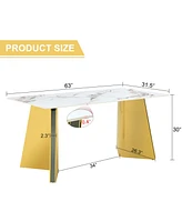Luxurious Cold Jade Slab Dining Table (63"x31.5"x30") with Butterfly Legs