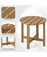 Set of 2 18 Inch Round Weather-Resistant Adirondack Side Tables-Brown