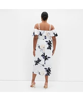 City Chic Plus Floral Drape Midi Dress