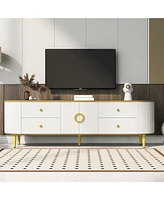 Tv Stand - 80 Inch, 4 Drawers, Cabinet, Metal Legs