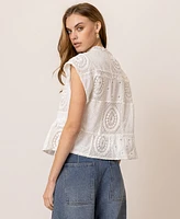Line & Dot Women's Biva Cotton Round-Neck Tunic Top