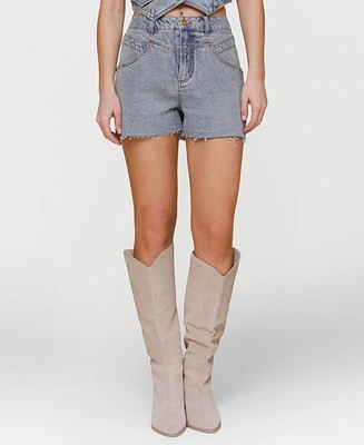 Avec Les Filles Women's Yoke Detail Denim Shorts