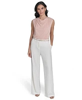 Calvin Klein Women's Sleeveless Mesh Drape-Neck Top