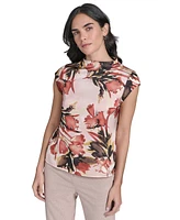 Calvin Klein Women's Cap-Sleeve Printed Top