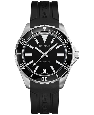 Balmain Men's Swiss Ophrys Black Rubber Strap Watch 43mm