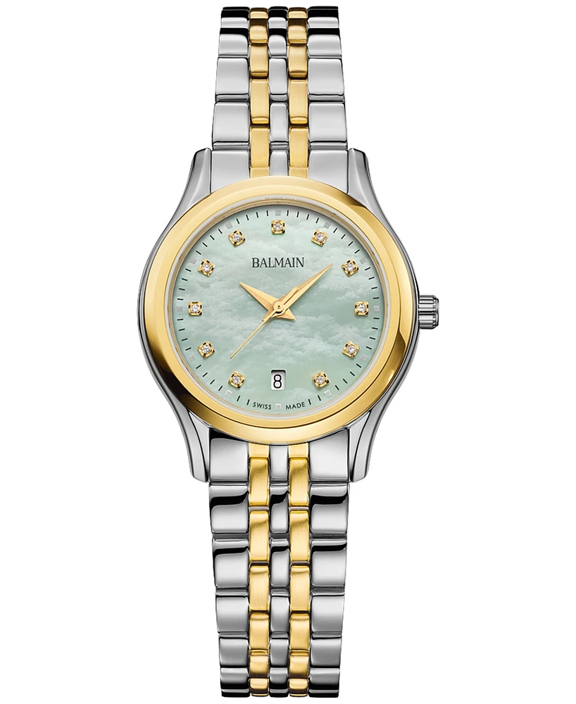 Balmain Women's Swiss Beleganza Diamond (1/20 ct. t.w.) Two-Tone Stainless Steel Bracelet Watch 28mm