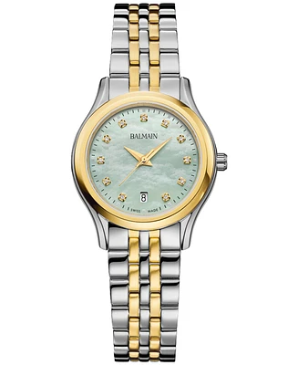 Balmain Women's Swiss Beleganza Diamond (1/20 ct. t.w.) Two-Tone Stainless Steel Bracelet Watch 28mm