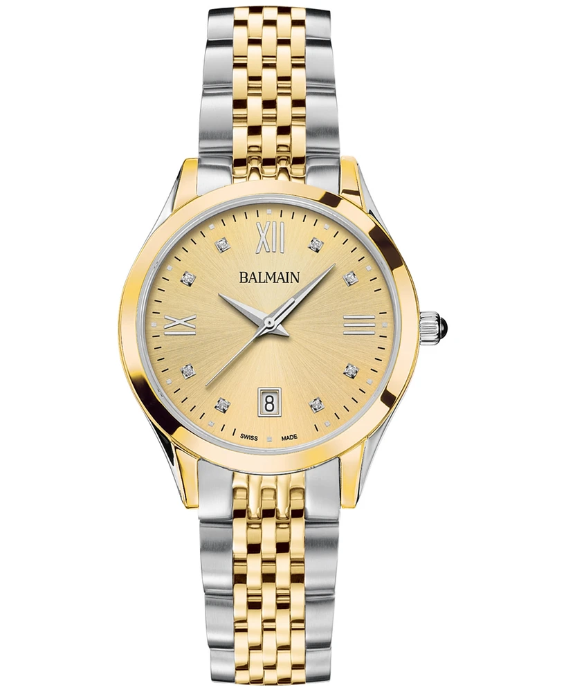 Balmain Women's Swiss Classic R Diamond Accent Two-Tone Stainless Steel Bracelet Watch 34mm