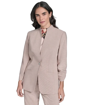 Calvin Klein Women's Textured 3/4-Sleeve One-Button Jacket