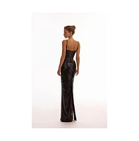 Milla Women's Dramatic fitted sequined maxi skirt