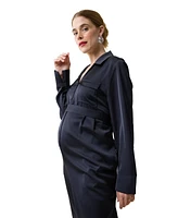 Ingrid + Isabel Maternity Long Sleeve Jumpsuit Black Size Xl
