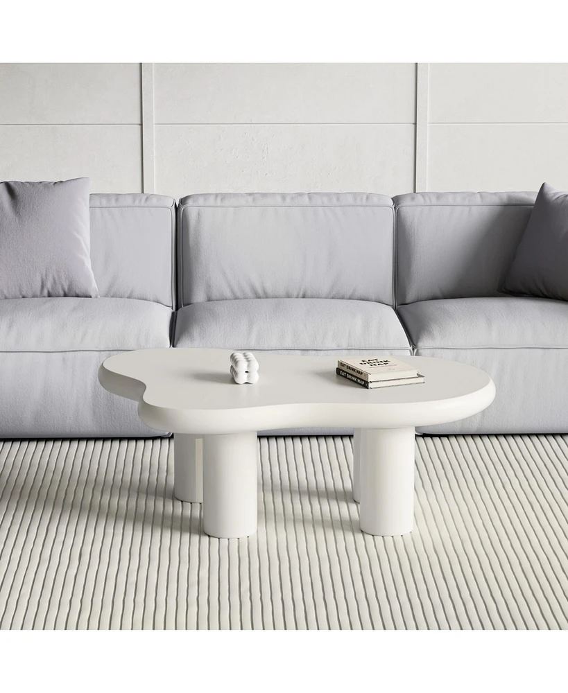 Cute Cream Coffee Table (46") with 4 Legs for Living Room