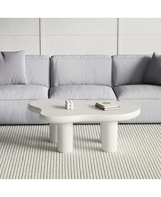 Cute Cream Coffee Table (46") with 4 Legs for Living Room