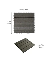 Wood Plastic Composite Deck Tiles Set of 20pcs, Diy Interlocking Decking Tiles, Floor Tile, Durable, Maintenance, Waterproof, Indoor Outdoor, 12x12in