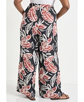 June + Vie Plus Wide-Leg Pull-On Pants