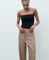 Mango Women's Wide Leg Linen Pants