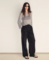 Mango Women's Long Sleeve Crochet Sweater