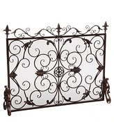 Darcie Victorian-Style Ornate Design Gold Fireplace Screen