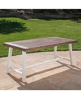 Acacia Wood Dining Table With Rustic Metal Frame