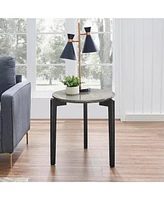 Living Room Coffee Table: Modern and stylish 24 inch round small coffee table, imitation marble tabletop with rubber wood solid wood legs
