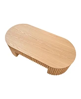 51" Oval Wood Coffee Table with Drawer, Mid-Century Modern Style