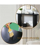 Black Fluted Console Table - 56" Entryway/Sofa Table for Living Room