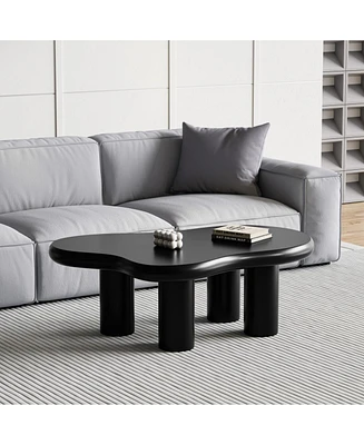 Modern Cloud Coffee Table with Solid Legs (Black)