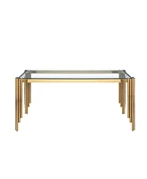 65" Rectangle Glass Dining Table with Gold Legs