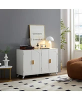 Modern 4-Door Buffet Cabinet with Removable Shelves