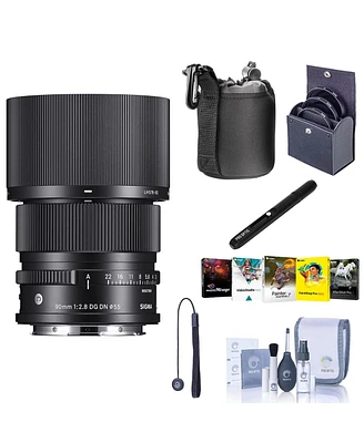 Sigma 90mm f/2.8 Dg Dn Contemporary Lens for L Mount, Bundle with Corel Pc Software Kit, Filter Kit, Lens Cleaner, Cleaning Kit, Lens Cap Tether, Pouc