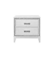 2-Drawer Faux Crystal Bling Nightstand – Glam Bedside Table with Storage