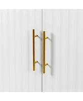 3-Door Large Storage Sideboard with Gold Handles for Kitchen, Dining Room and Living Room.55.12" W Accent White Buffet Cabinet, Coffee Bar Sidebo