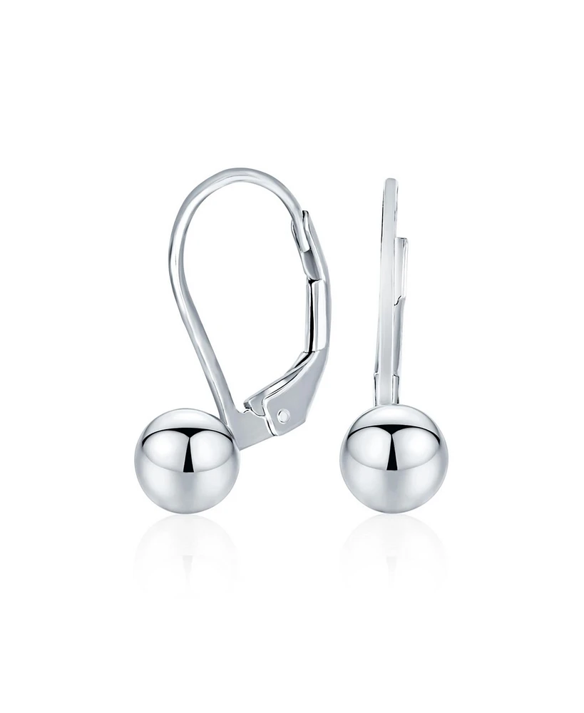 Bling Jewelry Classic Simple Basic Lever Back Round Bead Ball Drop Earrings .925 Sterling Silver