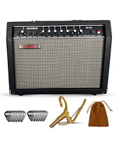 5 Core Guitar Amp 50 Watt Electric Amplifier w Built in 8" Speaker Portable Mini Amps w Aux