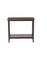 Wooden Workstation for Garden Balcony Garage, Acacia Console Potting Table Brown