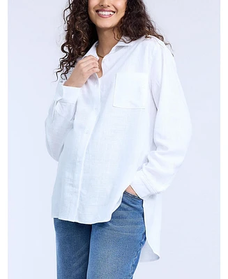 Motherhood Maternity Maternity Long Sleeve Button-Up Poplin Shirt - Motherhood
