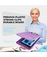 Clipboard with Storage Pink, Letter Size Storage Clipboard with Compartments Case for Nurse Teachers Plastic Translucent Holds 100 Sheets Also Avail.