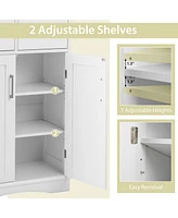 2 Doors Freeestanding Bathroom Floor Cabinet with 2 Drawers and Adjustable Shelves