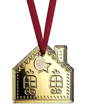 Orrefors 2025 Annual Holiday 21-Karat Gold Gingerbread House Ornament